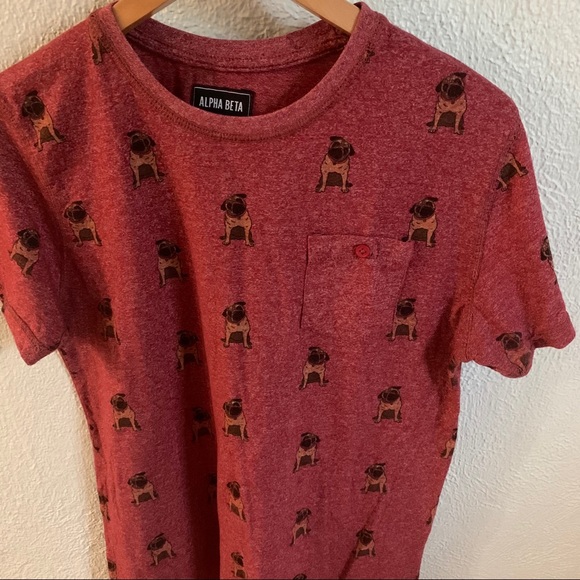 Alpha Beta Tops - Alpha Beta PUG dog print pocket Tee